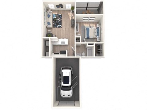 Floor plan for 1 bed, 1 bath, 688 sqft